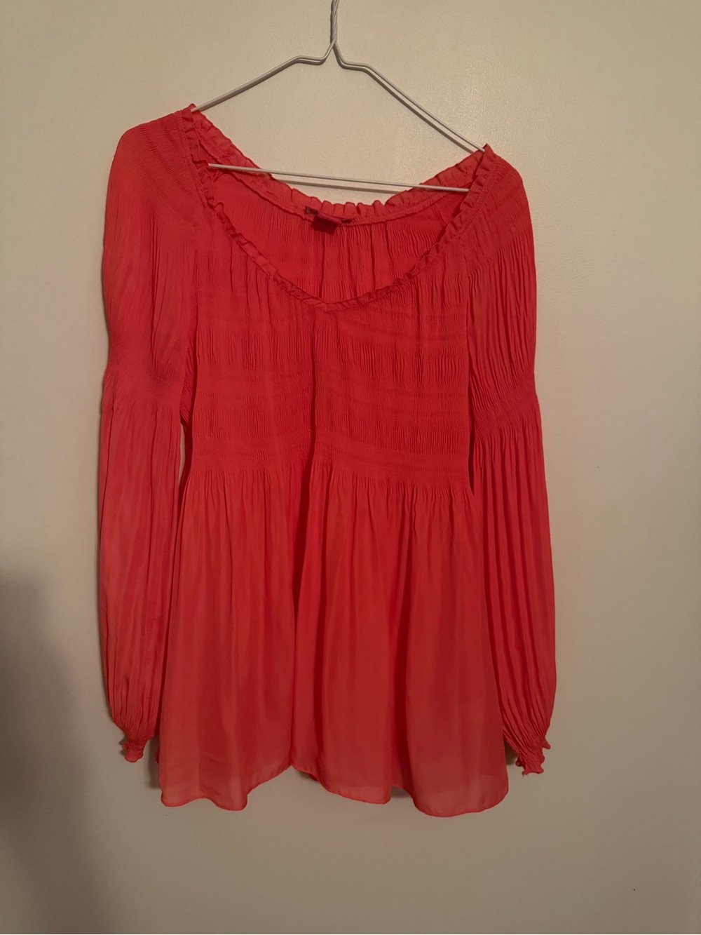 Sunny Leigh Coral Long-Sleeve Peasant Dress